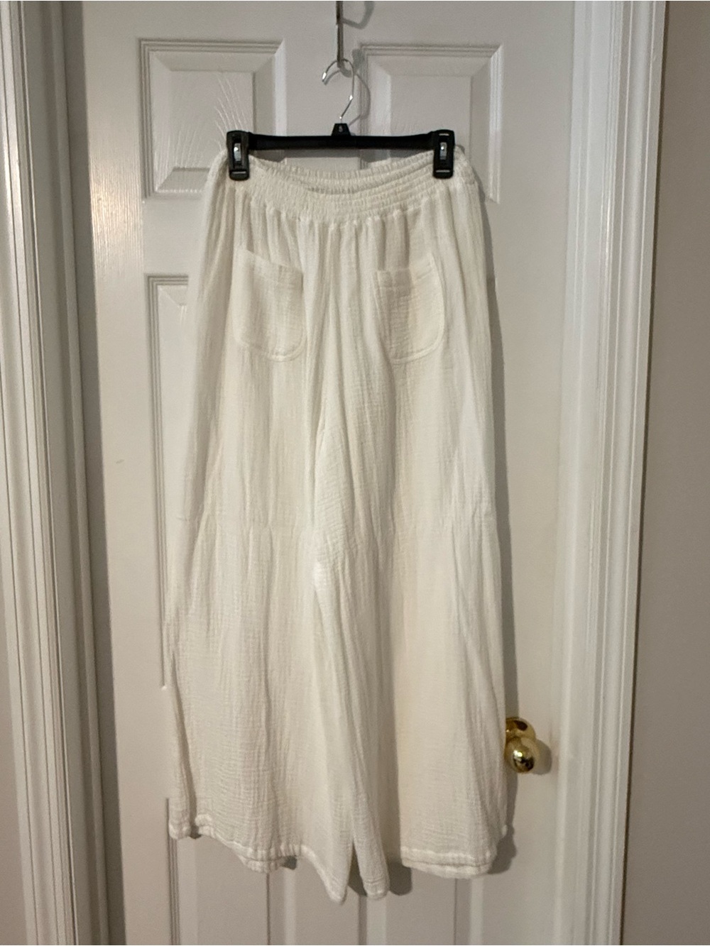White Gauze Wide-Leg Pull-On Pants NWT